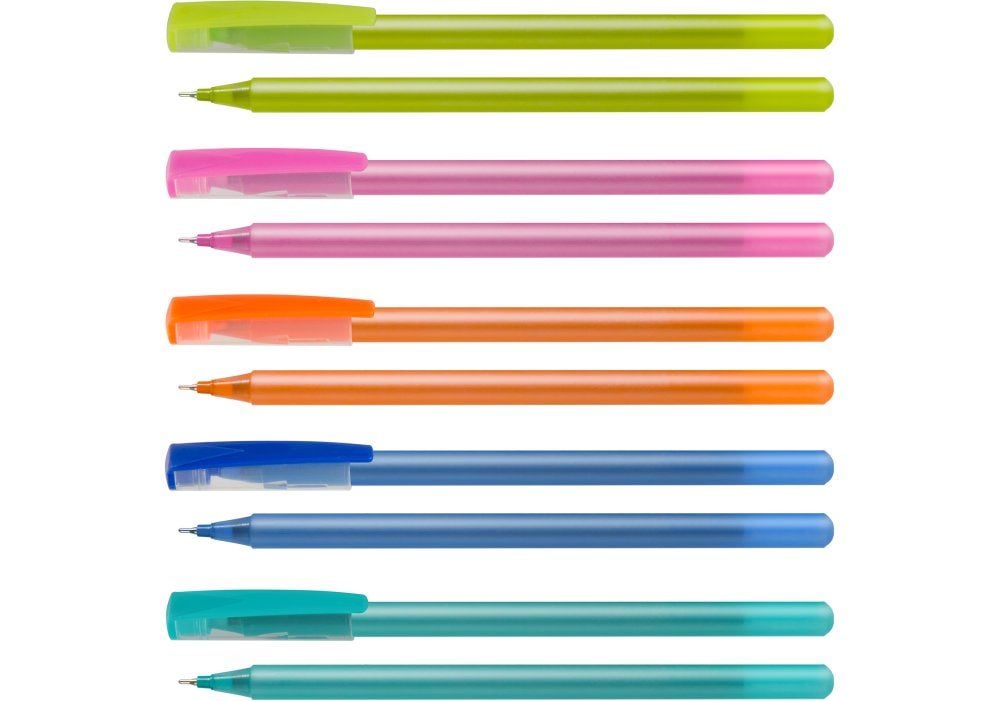 Ручка масляна OPTIMA FLAME 0,7 мм. Корпус асорті, пише синім