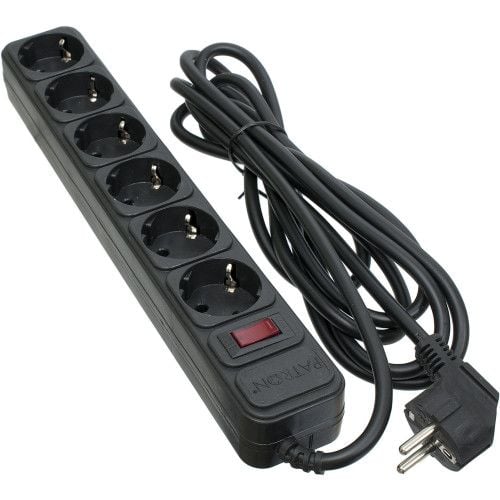 Мережний фільтр живлення 6 розеток  BLACK 3.0м 3*1,5мм2 PATRON SP-1663