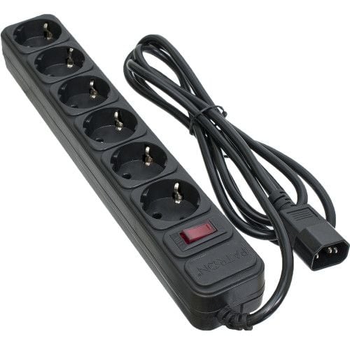 Фільтр мережевий для ДБЖ 6 розеток, 2 м, чорний, 3*1мм2 Patron SP-1065U