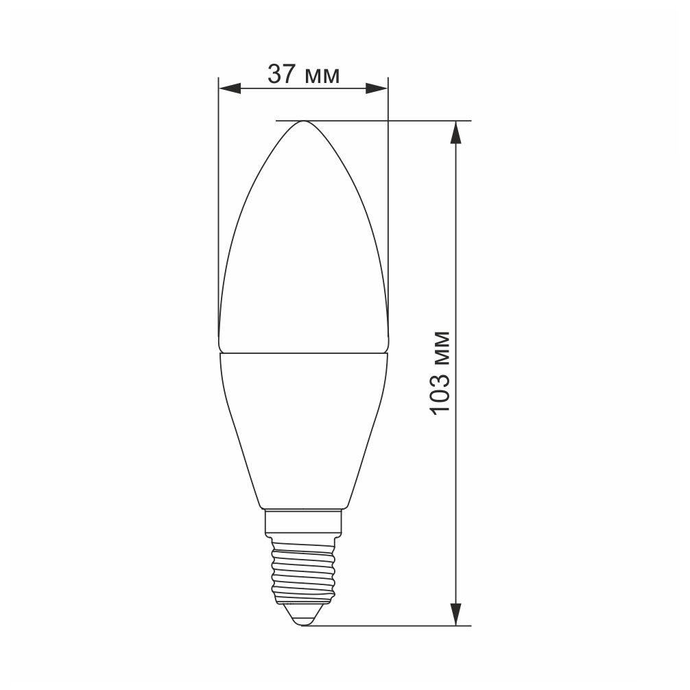 Лампа LED C37e 7W E14 4100K 220V свічка VL-C37e-07144