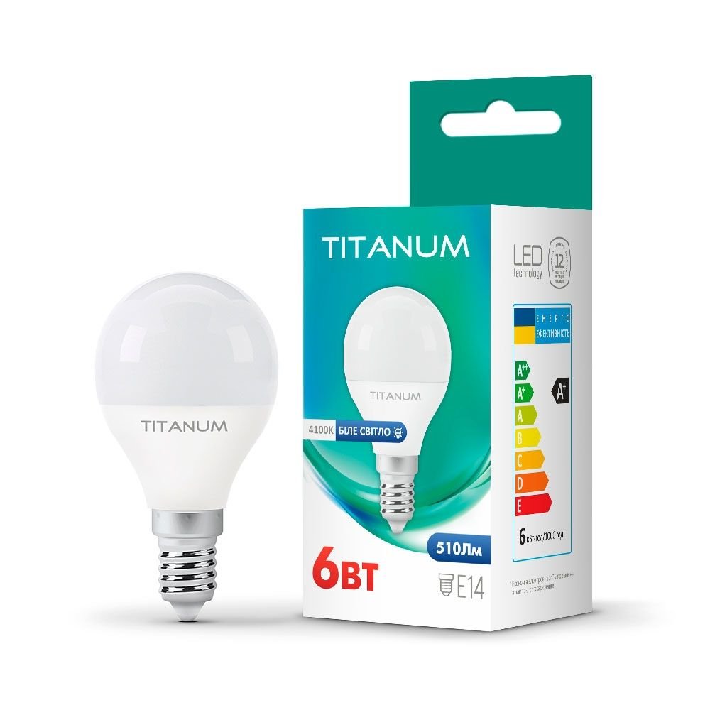 LED Лампа TITANUM G45 6W E14 4100K 220V куля TLG4506144