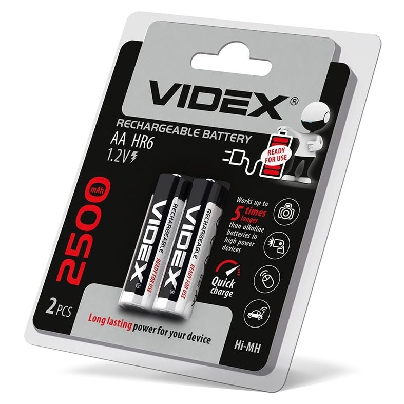 Акамулятор АА Videx 2500 mAH компл 2 шт.