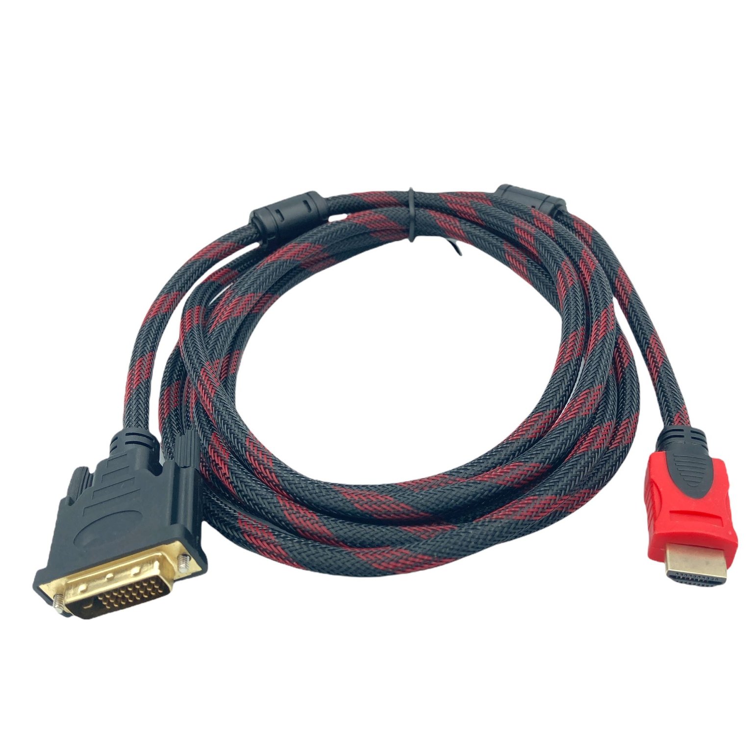 Кабель HDMI (папа) - DVI (папа) 3.0м 2 феррита круглий Black/Red 02477