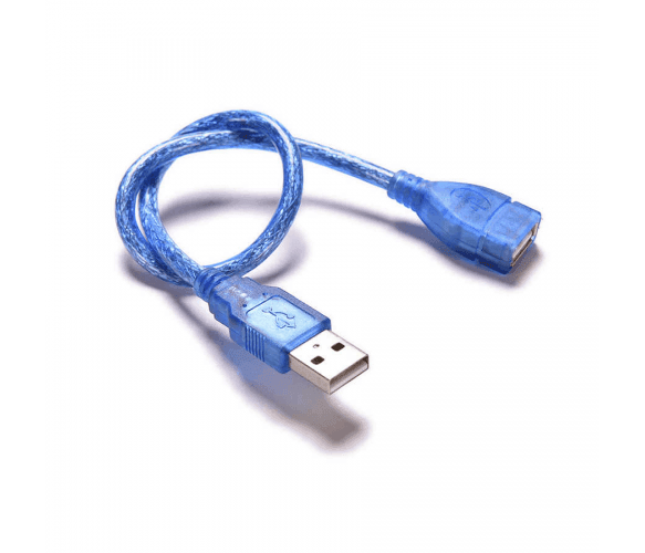 Кабель-подовжувач USB 2.0  AM/AF 0.3m прозорий синій Q500 11392