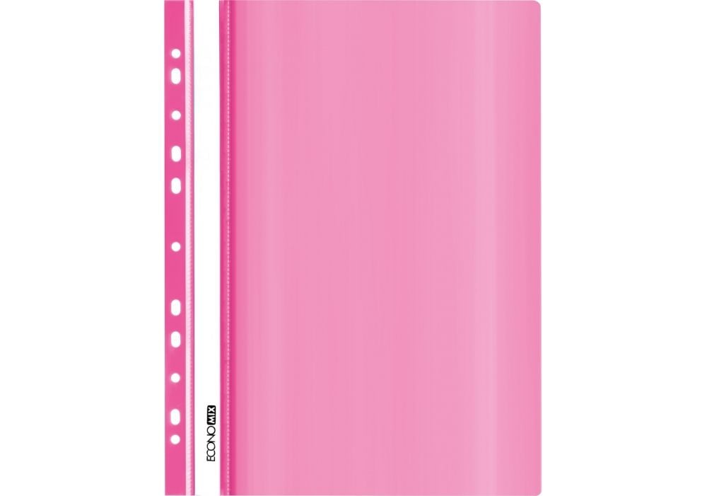 Папка пластикова швидкозшивач Економікс А4 з перфорацією рожева Е31510-09