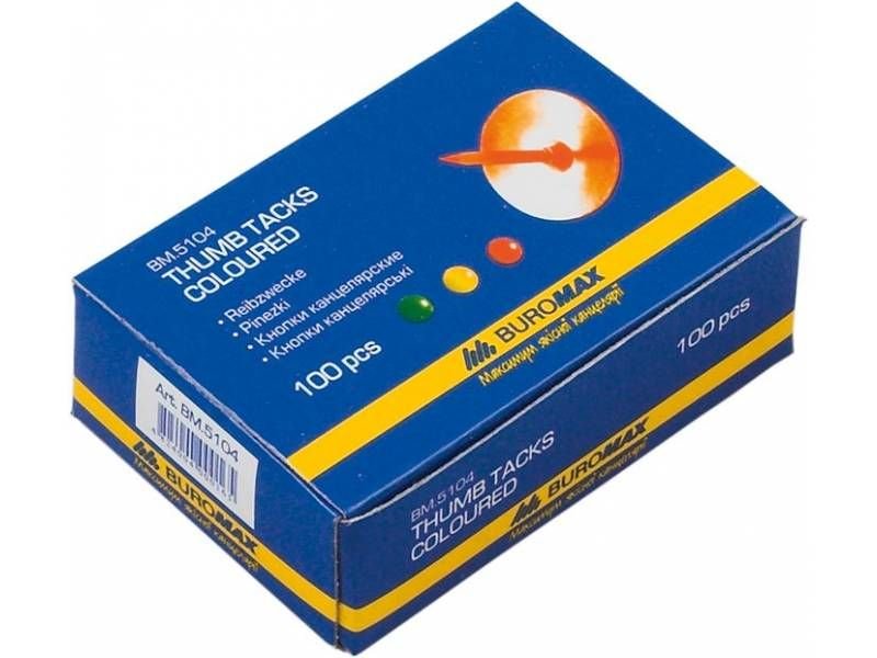 Кнопки Buromax кольорові 100шт ВМ5104