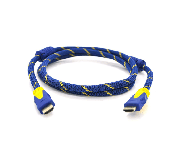 Кабель Merlion  HDMI-HDMI 3.0m v1.4 OD-8.0mm 2 фільтра обплетення круглий Blue/Gold  Q50 06918