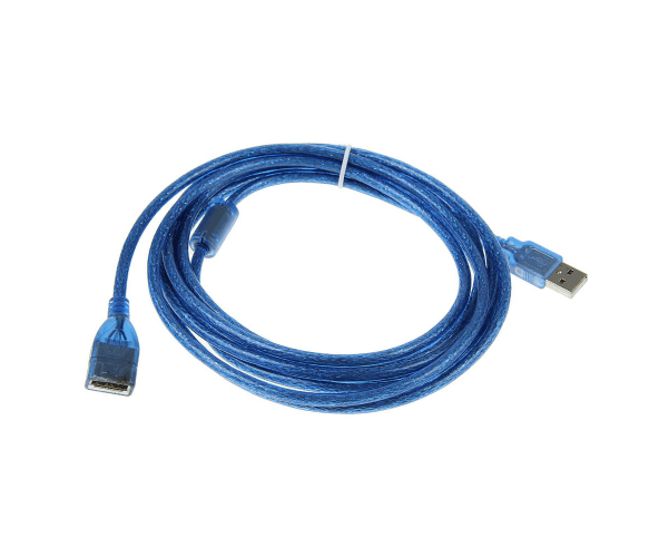Подовжувач USB 2.0 AM / AF, 3m, 1 ферит, прозорий синій 02107