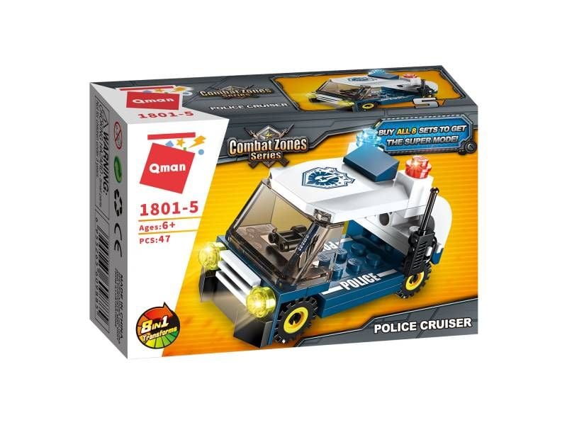 Конструктор Qman ТРАНСПОРТ ПОЛІЦІЯ / ВЕРТОЛІТ (POLICE CRUISER) 47 дет. 1801-5