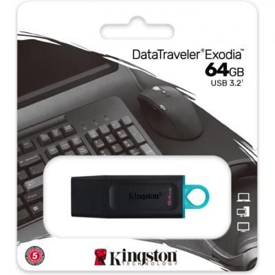 USB-накопичувач 64GB Kingston DataTraveler Exodia Black/Teal USB 3.2