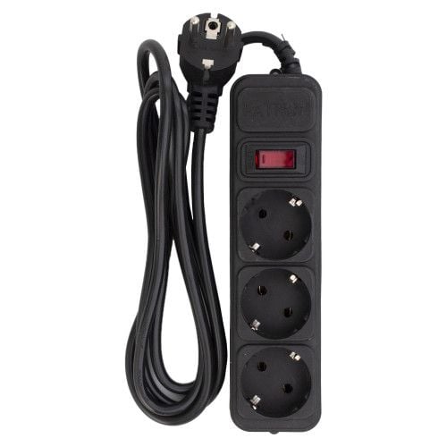 Фільтр мережевий 3 розетки, 1,8 м, 10 А, 250 В, 3*1мм2, чорний Patron SP-1032