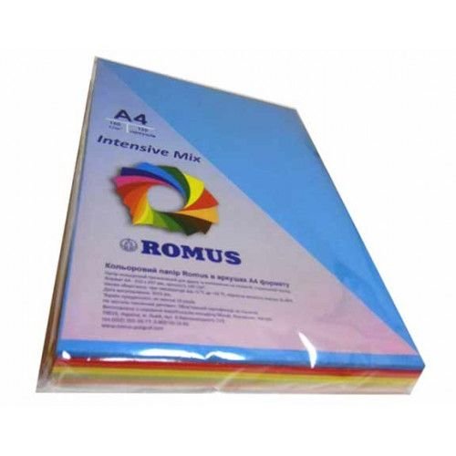 Папір кольоровий Romus A4 80 г/м2 250 аркушів 5 кольорів Mix Intensive (R51291)