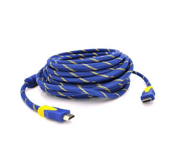 Кабель HDMI-HDMI 10m, v1.4, OD-8.0mm, 2 фільтра, обплетення, круглий Blue/Gold, конектор Black-red, (Пакет) Q33 08637
