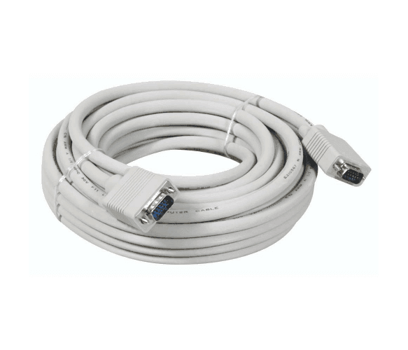 Кабель Merlion VGA 15m, male to male (папа-папа), 2 феррита, біло-синій, пакет 09065