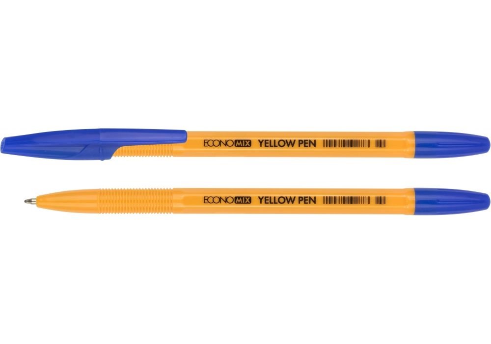 Ручка кулькова ECONOMIX Yellow Pen корпус жовтий  0,5 мм синя E10187-02