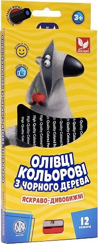 Олівці кольорові шестігранні з чорного дерева + чинка 12 кол. 312114001-UA