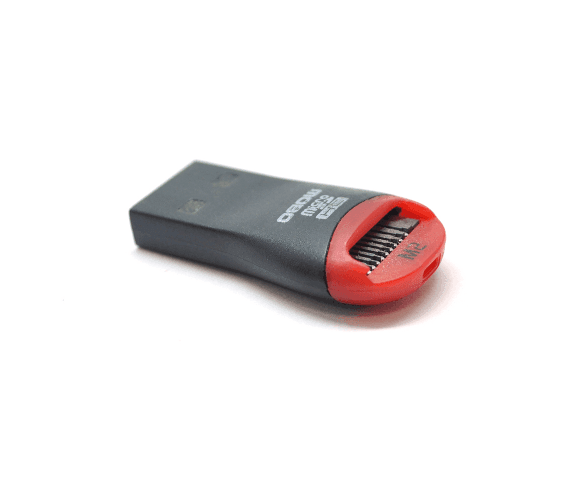 Картрідер зовнішній USB 2.0, формат MicroSD, пластик, Black/Red 06259