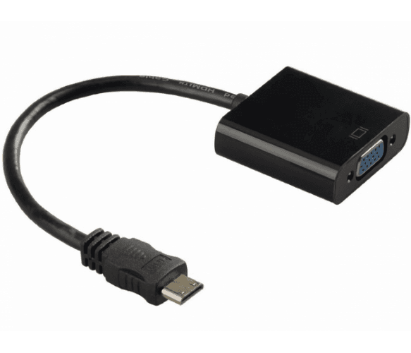 Конвертер mini  HDMI (тато) на VGA( мама ) 30 cm, Black, 4K / 2K 02862