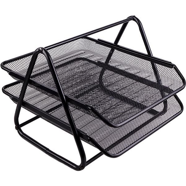 Лоток на два відділення " метал" горизонтальний чорний 1086-B