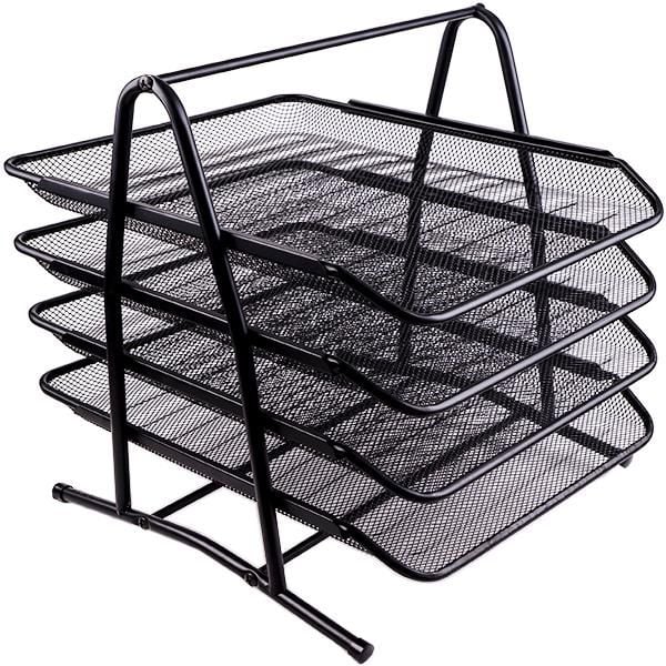 Лоток на чотири відділення " метал" горизонтальний чорний 1088-B