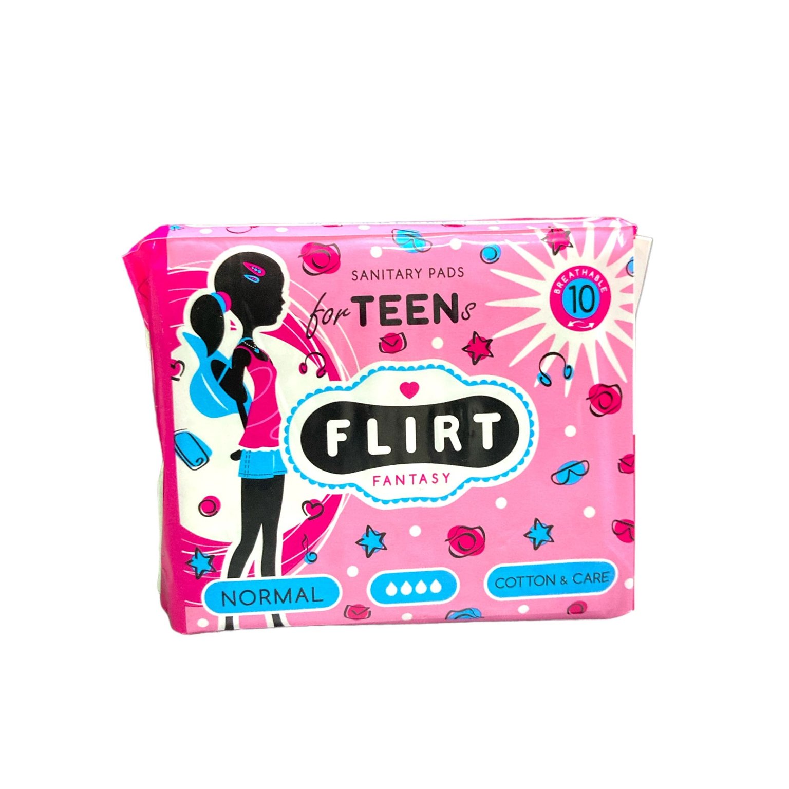 Fantasy FLIRT гігієнічні прокладки Teen fresh cotton & care 4 краплі 10 шт 240 мм 57048