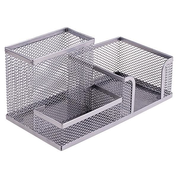 Органайзер настільний металевий "Сітка" срібло 3 відд. 20х10х10см 3689-S