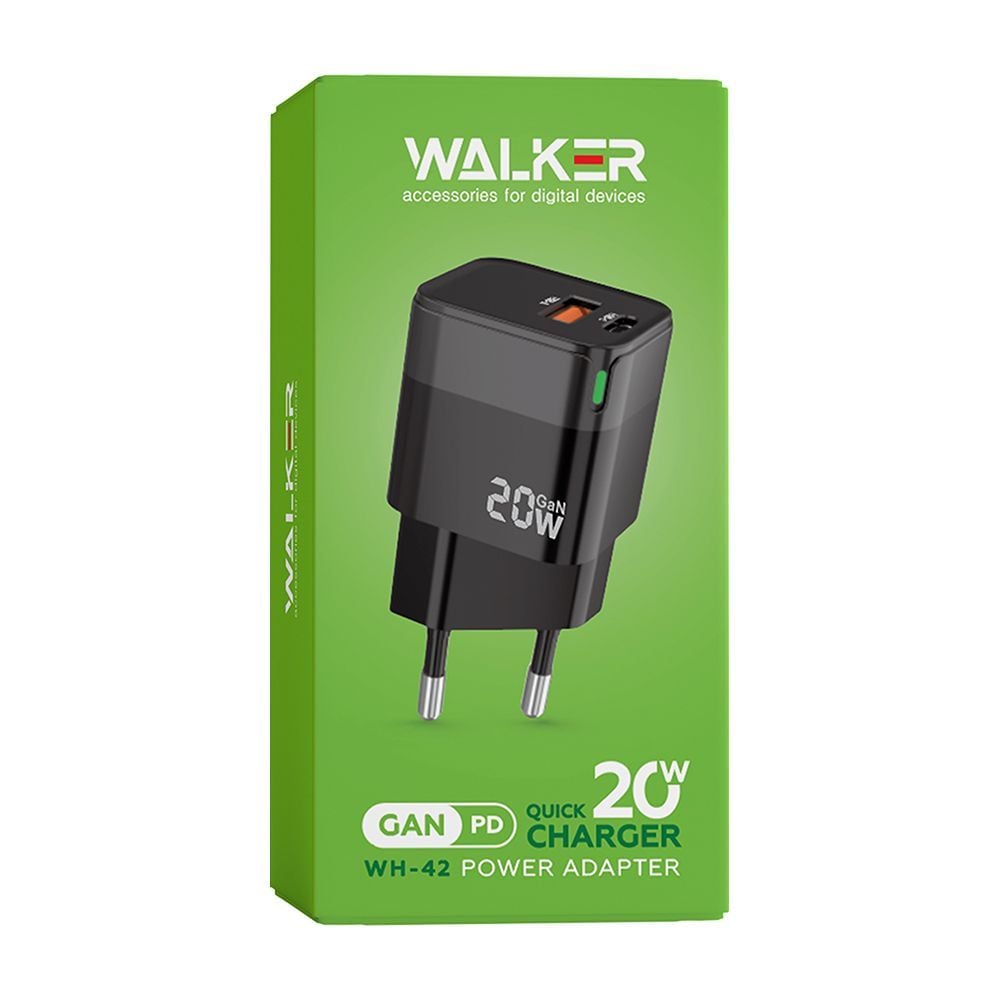 Мережевий зарядний пристрій(адаптер) WALKER WH-42 20W black