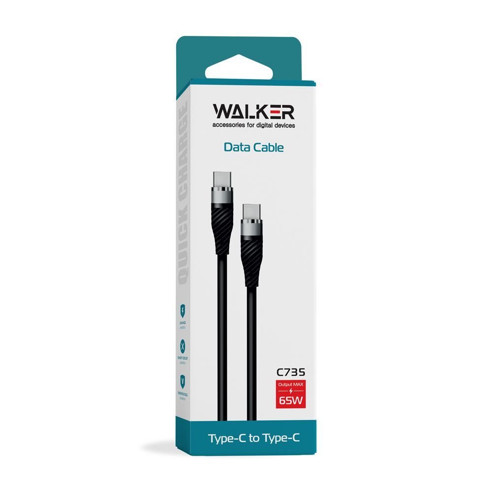 USB cable Walker C735 Type-C to Type-C 65W 1 m black