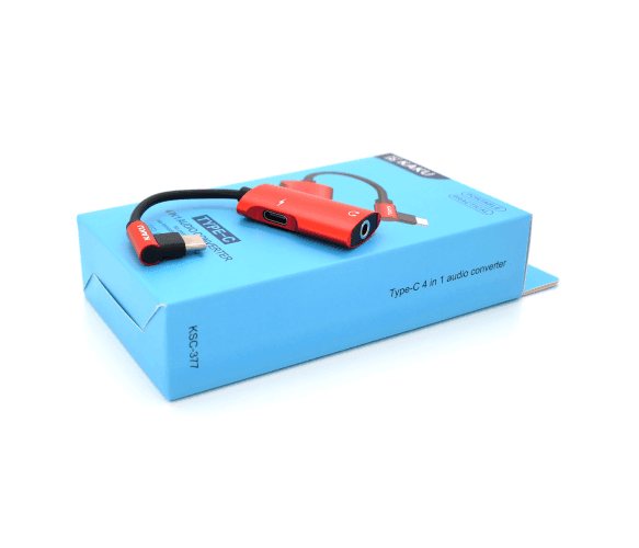 Аудіоконвертор iKAKU KSC-377 MAIQI 4 in 1 audio converter Type-C, Red 29427