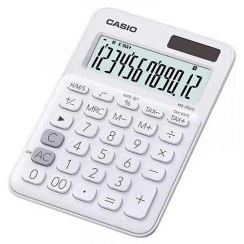 Калькулятор настільний 12 розрядів,білий Casio (MS-20UC-WE-W-EC)