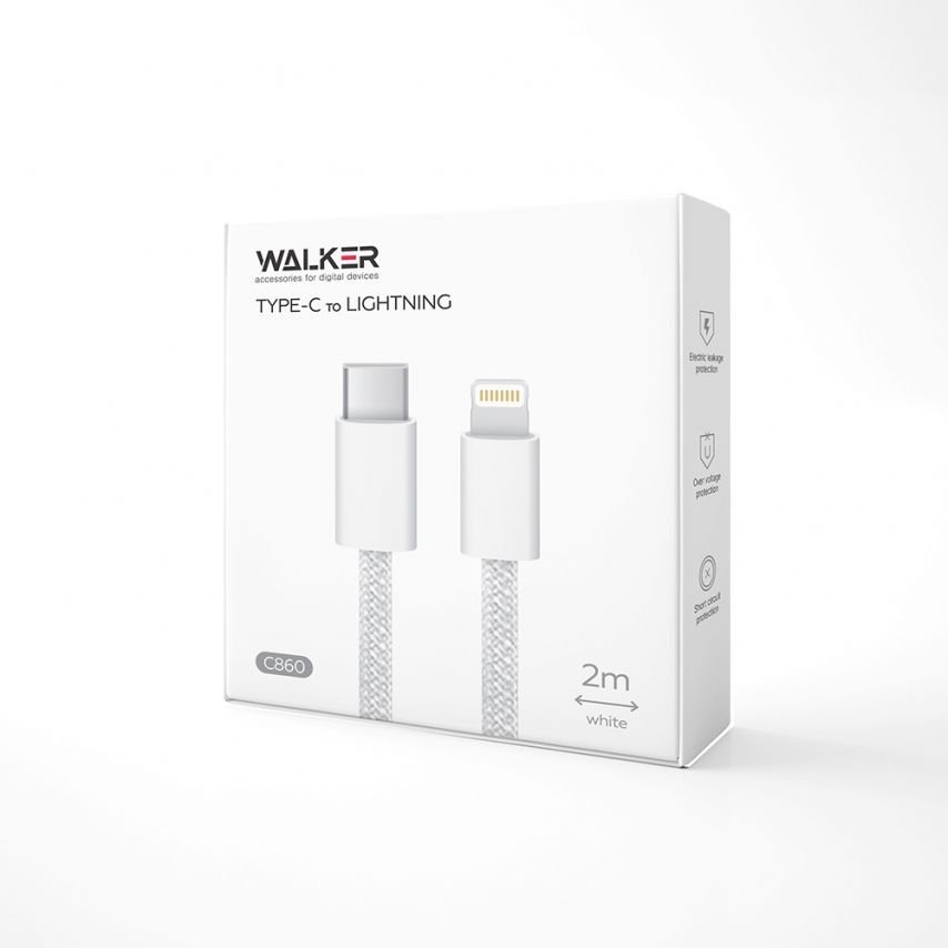 Кабель USB WALKER C860 Type-C to Lightning 30W 2м white