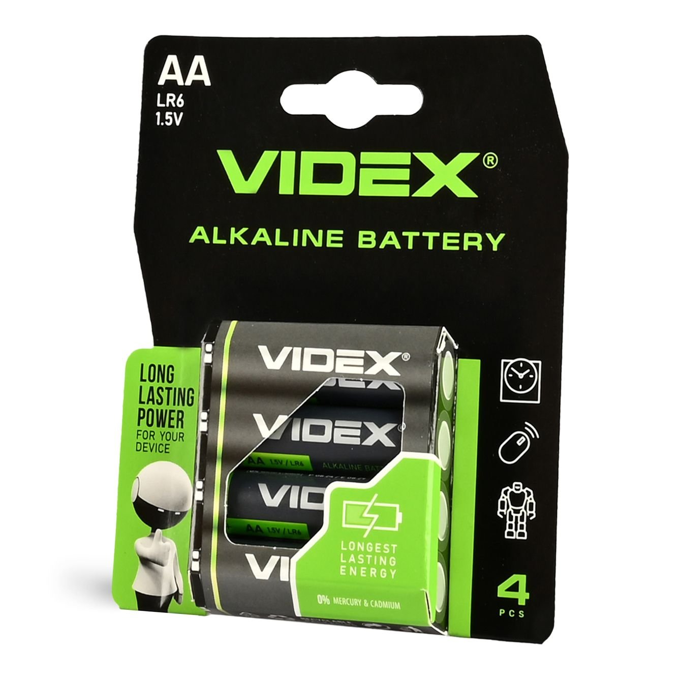 Батарейка лужна Videx LR6/AA Turbo 4 шт Blister