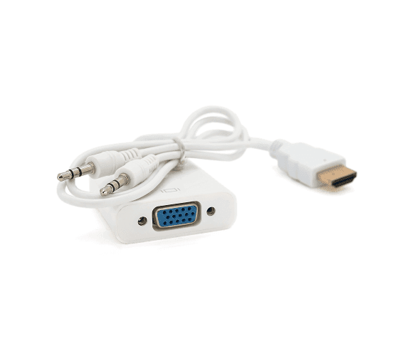 Перехідник-конвертер HDMI (тато) на VGA (мама) 10cm, White, 4K/2K, Пакет+ AUDIO 08632