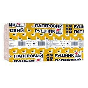 Рушники паперові Альбатрос одношарові V-складання 200 листів Сірі (104)