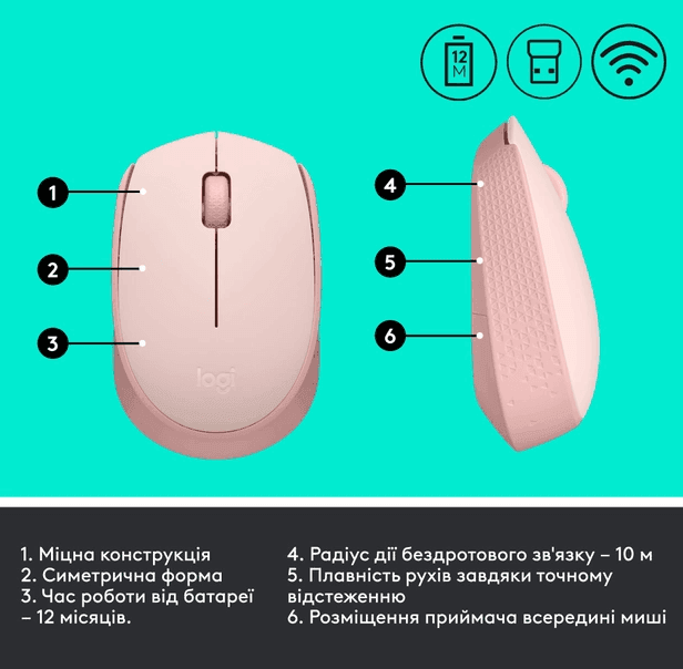 Мишка Logitech M171 Wireless Mouse-Rose