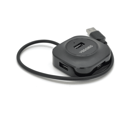 Хаб VEGGIEG V-U2405 USB 2.0 4 порти, 480Mbts, живлення від USB, Black, 0,3m 19881