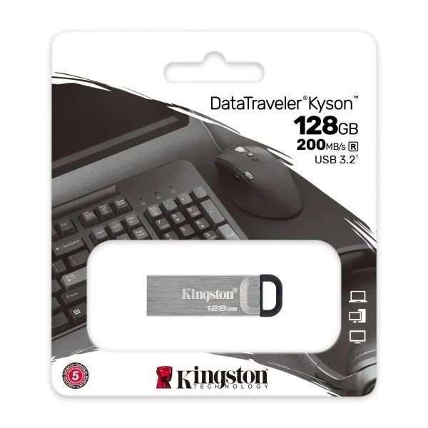 Флеш-накопичувач Kingston DT Kyson USB3.2 Gen.1 128GB Silver-Black
