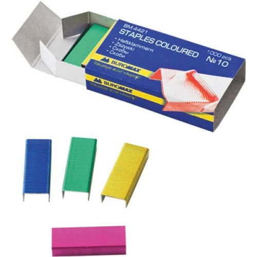 Скоби Buromax №10 1000 шт. Різнокольорові (BM.4421)