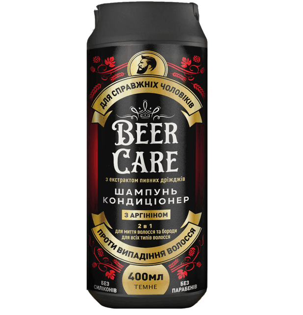 Шампунь-кондиціонер Beer Care 2 в 1 чоловічий з аргініном "проти випадіння волосся" 400 мл