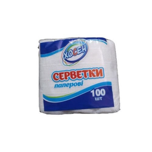 Серветки Хосен одношарові 21x23 см 100 шт. Білі 17448