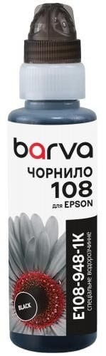 Чорнило сумісне для Epson 108 BК спеціальне 100 мл, флакон OneKey (1K), водорозчинне, чорне Barva (E108-948-1K)