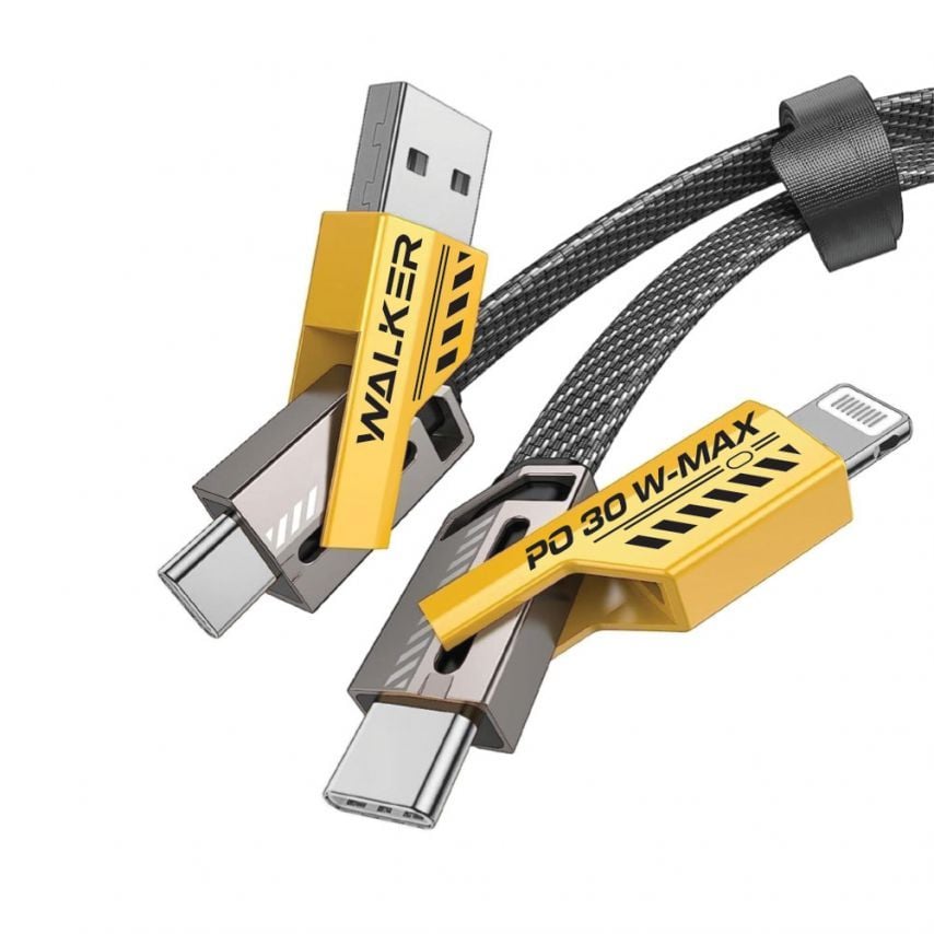 Кабель USB 4в1 WALKER C990 65W трансформер black/yellow