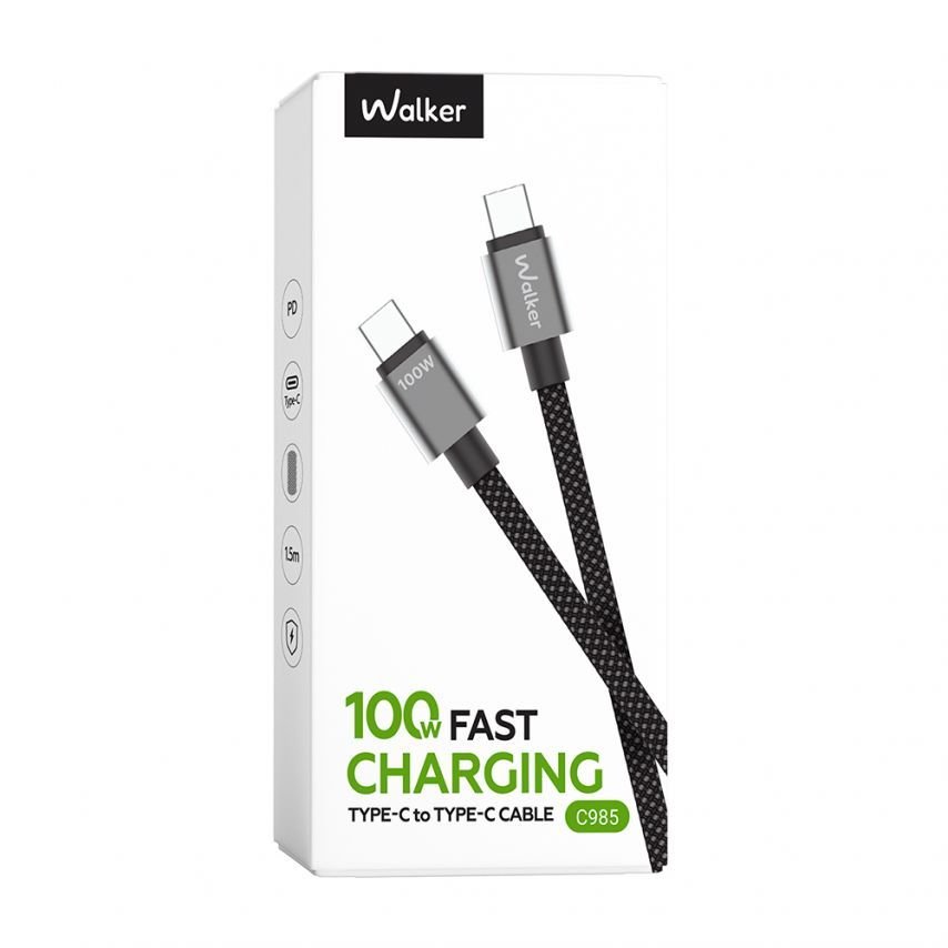 Кабель USB WALKER C985 100W Type-C to Type-C 1.5м black