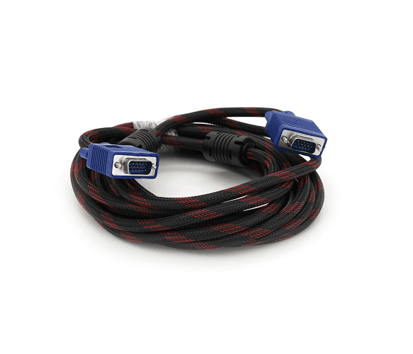 Кабель VGA 3 + 4, 5.0m, male to male (тато-тато), OD-8.2mm, 2 фериту, обплетення, круглий Black / Red, коннектор Blue, кульок 06937