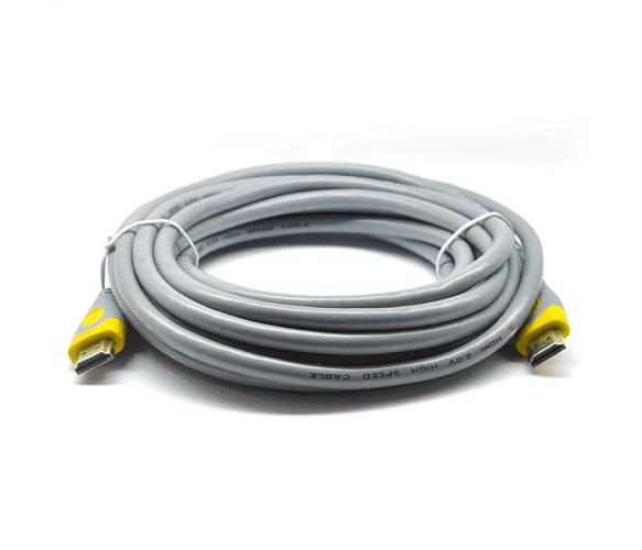 Кабель HDMI-HDMI V-Link High Speed 15.0m, v2,0, OD-8.2mm, круглий Grey, коннектор Grey / Yellow, (Пакет) 16188