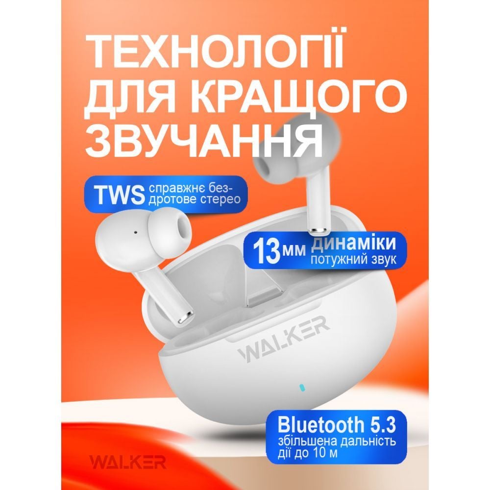 Навушники Bluetooth WALKER WTS-60 ENC white