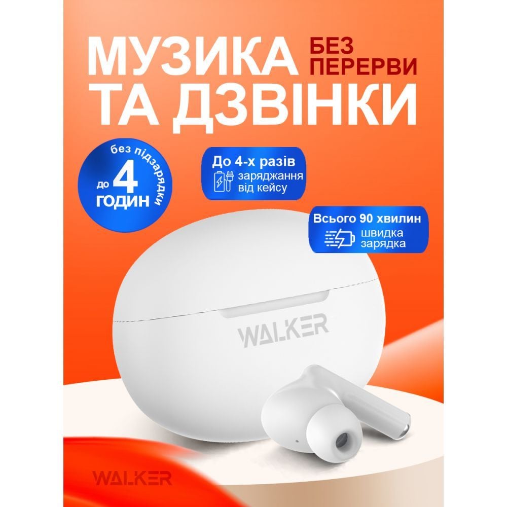 Навушники Bluetooth WALKER WTS-60 ENC white