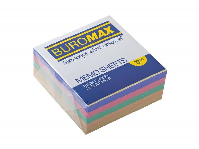 Папір для нотаток BUROMAX ДЕКОР 90*90*40мм 500л 60г/м непроклеєний BM.2285