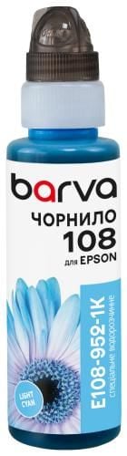 Чорнило сумісне для Epson 108 LC спеціальне 100 мл, флакон OneKey (1K), водорозчинне, світло-блакитне Barva (E108-952-1K)