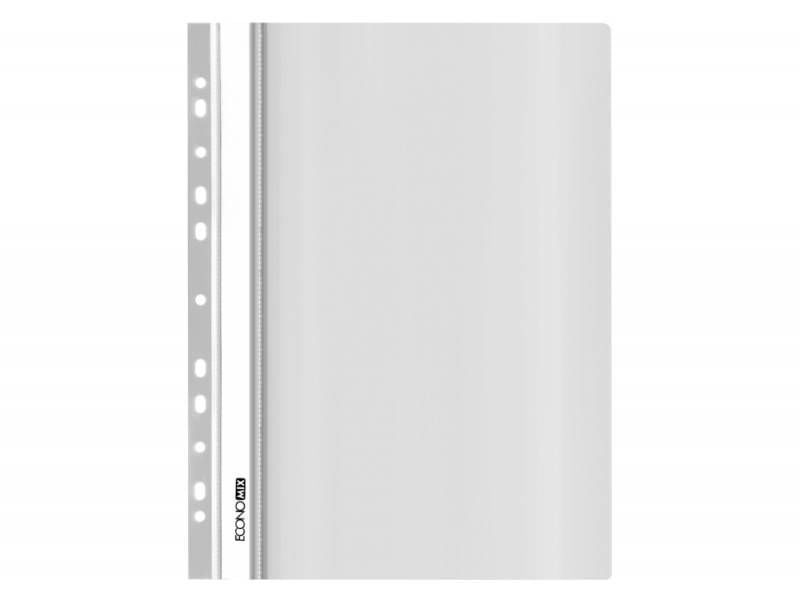 Папка пластикова швидкозшивач Eкономікс 510 A4 глянець з перфорацією, біла E31510-14